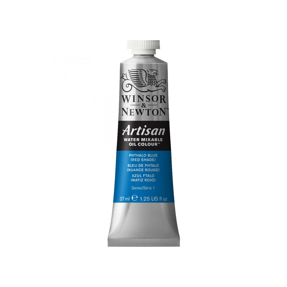 A 37 millilitre tube of phthalo blue, red shade series 1 Winsor and Newton Artisan water mixable oil colour.